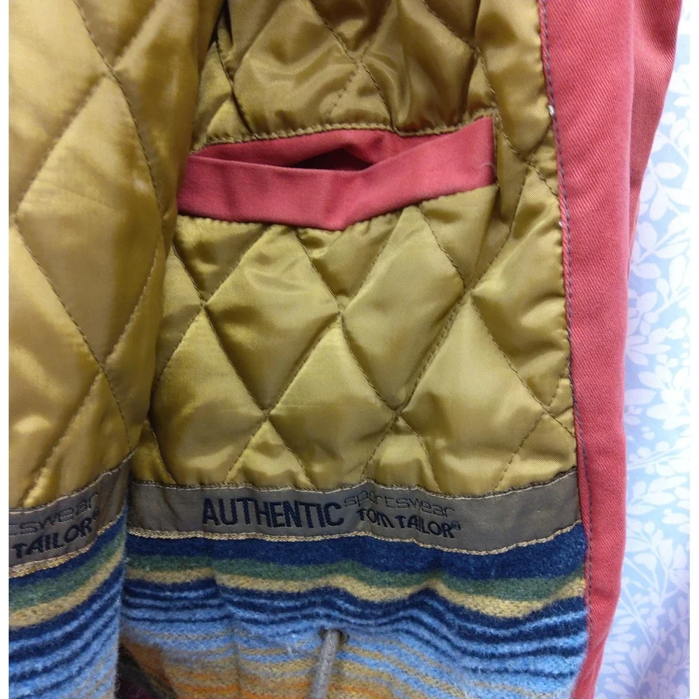 Vintage Unisex Med. Tom Tailor Duck Canvas Parka Jacket W/Hood Red/Orange Color - Picture 11 of 16